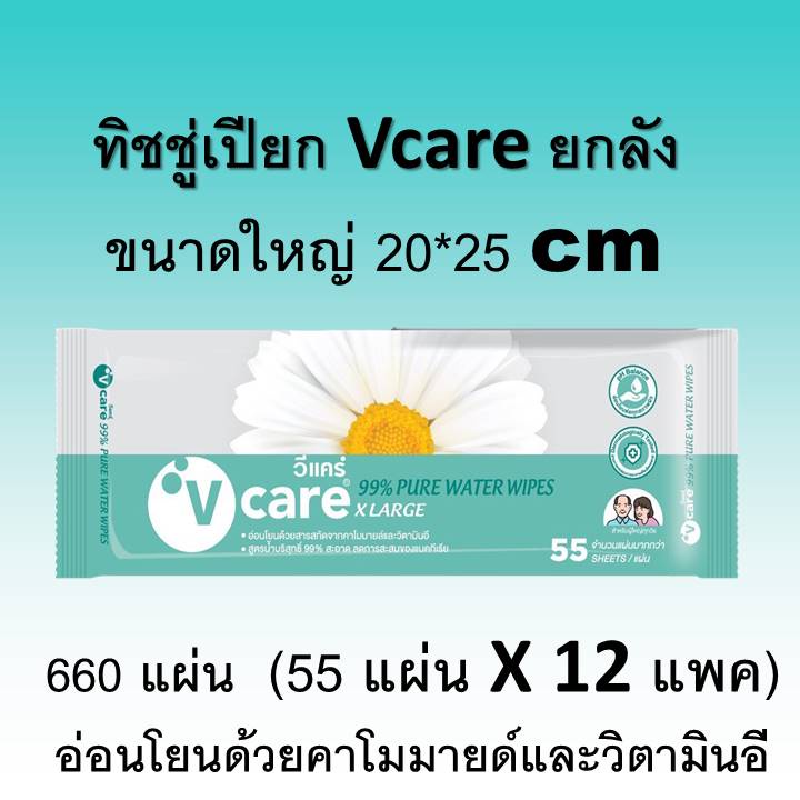 วีแคร์ ทิชชู่เปียกแผ่นใหญ่ อ่อนโยน ไม่ระคายเคือง ทิชชู่ผู้ใหญ่ Vcare ผ้าเปียกผู้ใหญ่ ผ้าเปยกเช็ดผิว แผ่นใหญ่ wipes