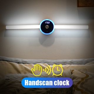 LED Motion/มือ Scan Sensor Night Light Stepless Dimming USB ชาร์จนาฬิกาจับเวลาครัวตู้กระจกห้องน้ำโคมไฟ