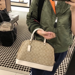 😁🇺🇸NEW COACH โดมใหญ่ c ขาว สวย ขายดี  COACH F58287 SIERRA SATCHEL IN SIGNATURE COATED CANVAS
