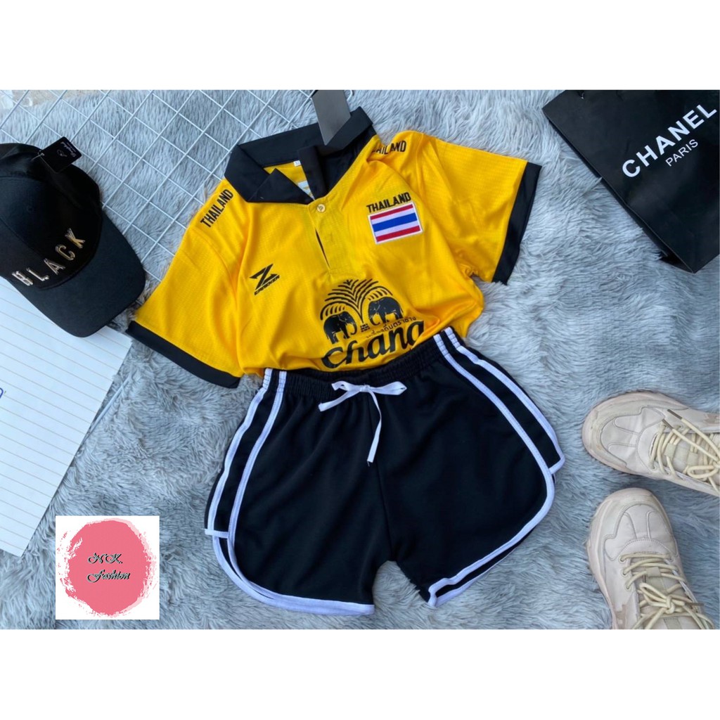 เสื้อบอลหญิง เสื้อทีมฟุตบอล เสื้อกีฬาทีมชาติไทย งานคุณภาพ ชุดเซ็ตเสื้อ+กาง 2ชิ้น ใส่สบาย
