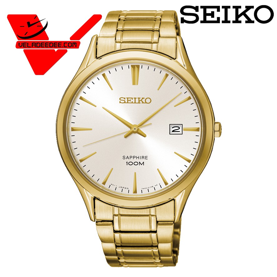Seiko เรือนทอง SGEH72P Quartz Sapphire Glass นาฬิกาข้อมือผู้ชาย ตัวเรือนและสายเป็นสแตนเลส รุ่น SGEH72P1
