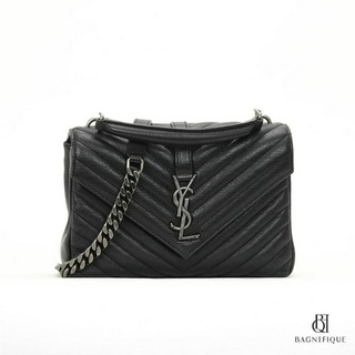 YSL COLLEGE MEDIUM BLACK CHEVRON RHW