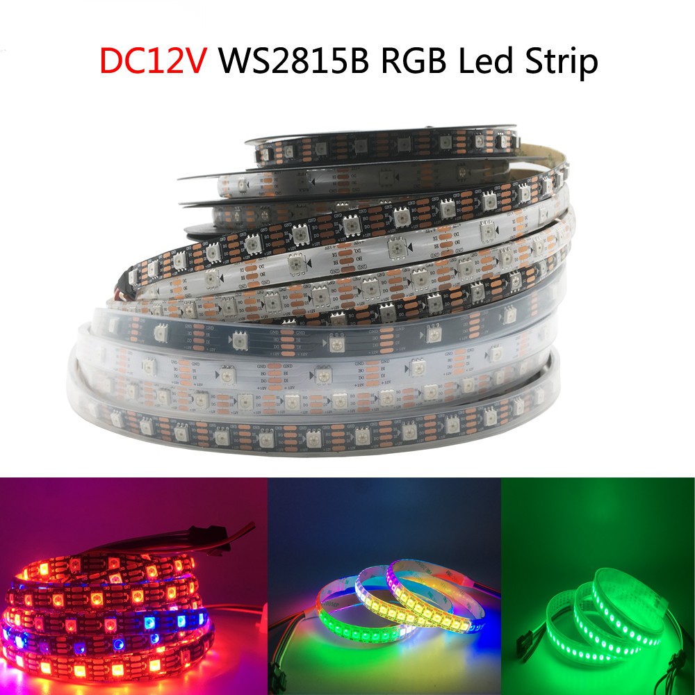 Dc12v WS2815 RGB LED Pixel Strip Light เทปแอดเดรสแอดเดรสสัญญาณคู่ 1M/5M 30/60/144Leds/ M