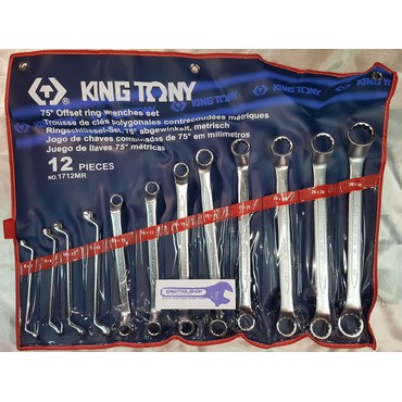 ชุด ประแจ แหวน KINGTONY 6 - 32[ คิงโทนี่ ] 12 ชิ้น Pcs. / ชุด Set [ คอ 75 องศา] 1712MR 1712 MR ประแจ