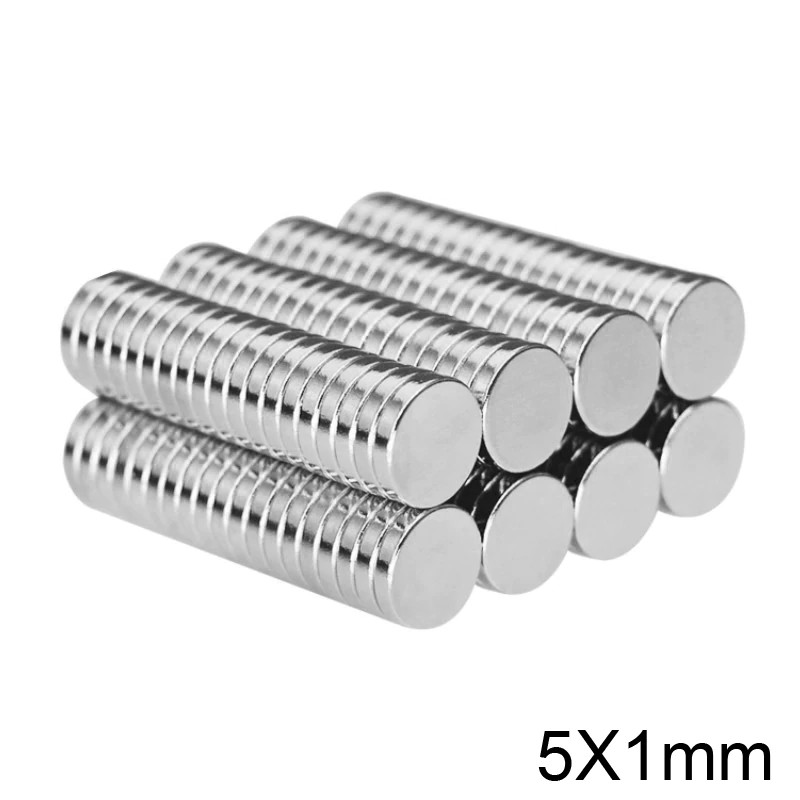100ชิ้น แม่เหล็กนีโอไดเมียม 5x1มิล กลมแบน 5*1มิล Neodymium magnet 5x1mm แม่เหล็กแรงสูง กลมแบน 5mm x 1mm แม่เหล็ก