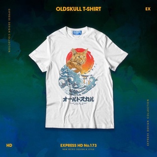 Oldskull Exp - Neko cute เสื้อยืดผช เท่ๆ คอลูกเรือ