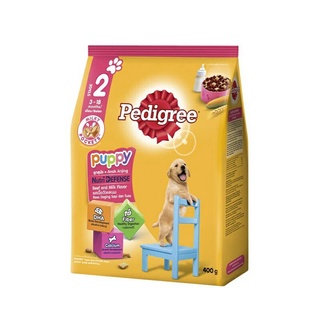 [พร้อมส่ง] pedigree อาหารเม็ดลูกสุนัข รสเนื้อวัว+นม400กรัม