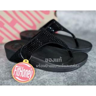 SIZE36-40 รองเท้าFithoney แฟชั่นเพื่อสุขภาพคีบเพชรเต็ม_สีดำ bhLP