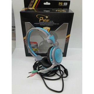 [ลด15% โค้ดGMQC296] หูฟัง PS-808 ใช้ต่อคอมและมือถือได้ สายยาว 1.8 เมตร มี 2 แจ็ค ไมค์และหูฟังเสียงดี แข็งแรงทนทาน