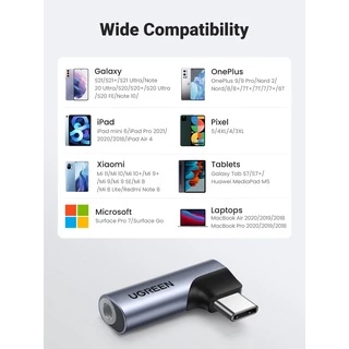 Ugreen อะแดปเตอร์ชิปเสียง USB Type C เป็น 3.5 มม. สําหรับ SAMSUNG S21+ SAMSUNG S10 Oneplue 8 Huawei P40 Surface Pro 7 Macbook Air 2020