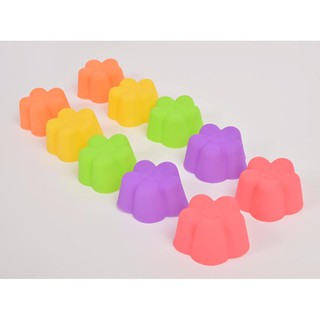 พิมพ์ซิลิโคน ดอกไม้ ถ้วยเดี่ยว ไซส์กลาง 10ถ้วย คละสี ดอกซากุระ flower cup silicone mold