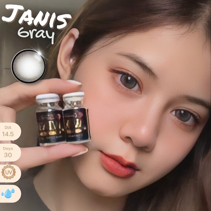 Janis Gray ขนาดตาโต (Bigeyes) กรองแสง uv จดทะเบียนถูกต้อง คอนแทคเลนส์สัญชาติเกาหลี สายตาปกติ
