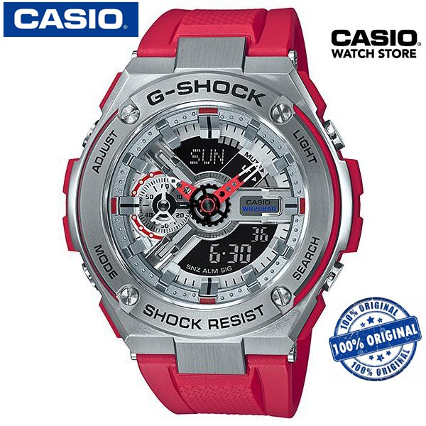 Casio G-Shock G - STEELนาฬิกาข้อมือผู้ชาย สายเรซิ่น รุ่น GST-410G - สีแดง ของแท้100%