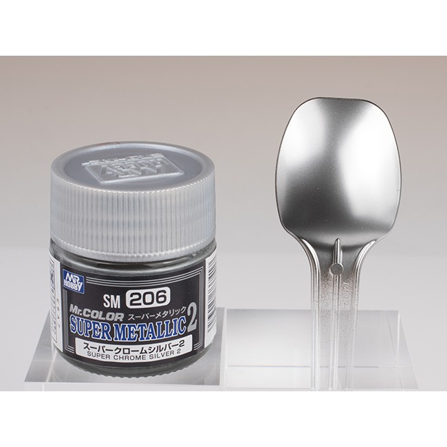 สีเมทัลลิก สีโลหะ MR.HOBBY SM206 SUPER CHROME SILVER2 10ml