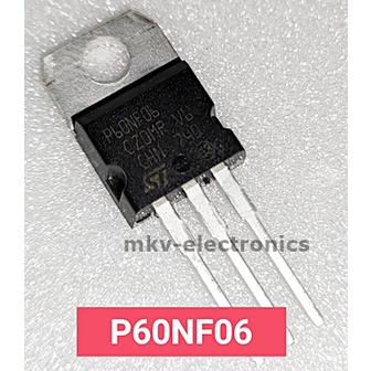 (2ตัว) STP60NF06 , P60NF06 ,60NF06 , MOSFET N-Channel 60V 60A TO-220AB (รหัสสินค้า M01371)