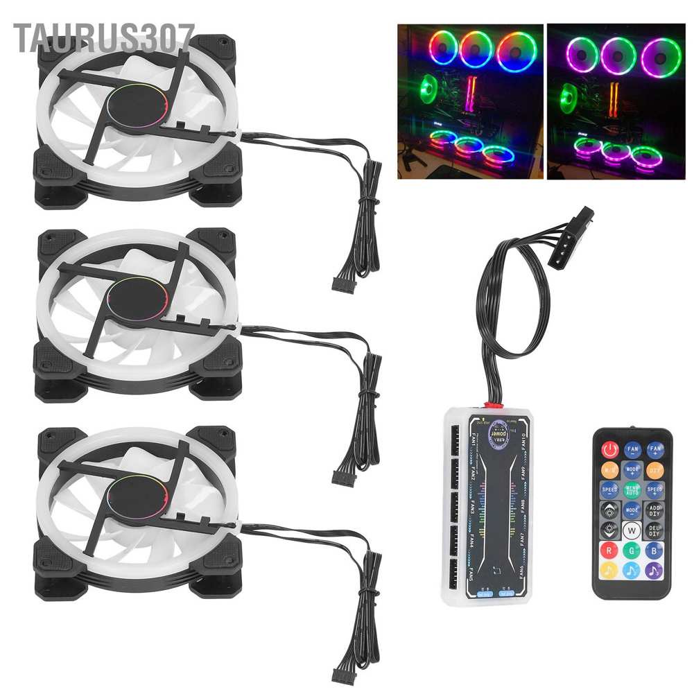 Taurus307 3Pcs RGB Case Fan 120mm Super Quiet Multiple Light Modes Shockproof Design PC Fans with Controller Screws #8