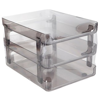 ถาดเอกสารพลาสติก 3 ชั้น สีเทาใส ออร์ก้า S3-N/Gray Clear 3-Layer Plastic Document Tray ORCA S3-N