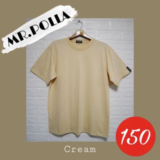 เสื้อยืดสีครีมOversizeเสื้อCotton100%No.20สีพื้นMR.POLLA