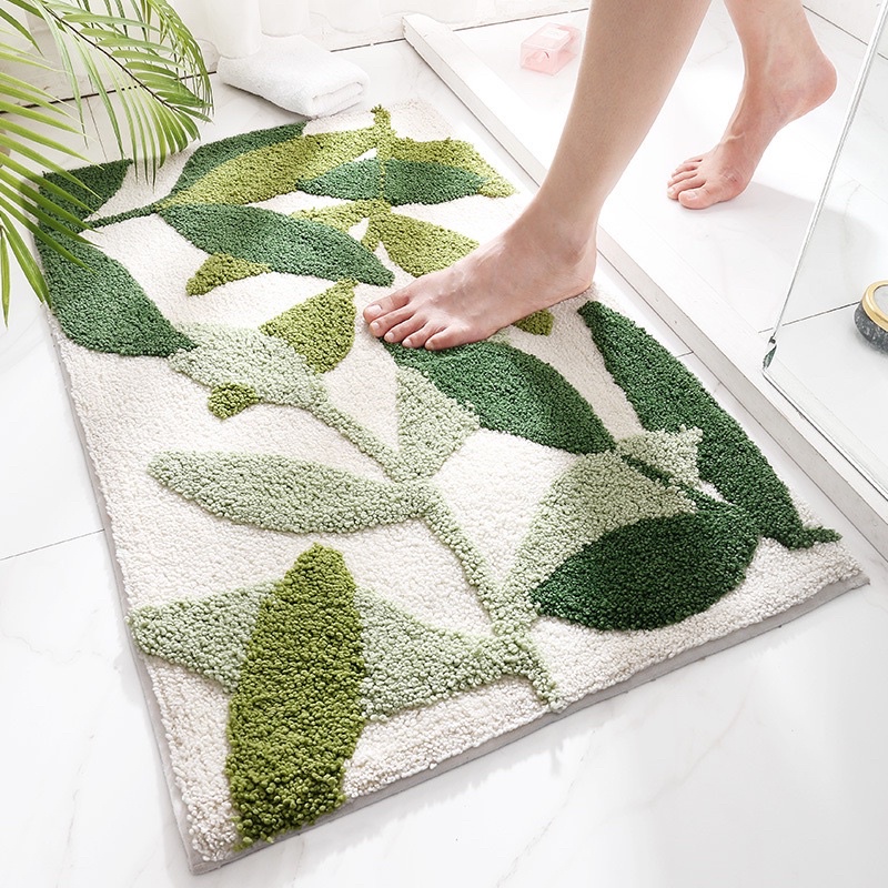 Puppy Leaf Non-Slip Mat - พรมเช็ดเท้ากันลื่น สี่เหลี่ยมผืนผ้า