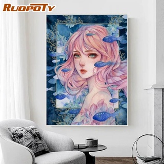 Ruopoty 【Flower Feast Girls Collection2】ภาพวาดสีอะคริลิค ตามตัวเลข 40x50 ซม. สําหรับผู้ใหญ่ DIY