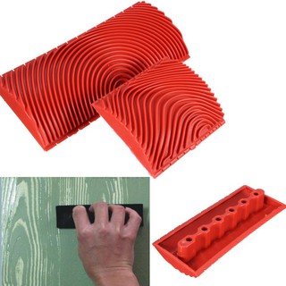 2pcs Large &amp; Small Wood Graining Pattern Rubber Wall Decor DIY Painting Tool