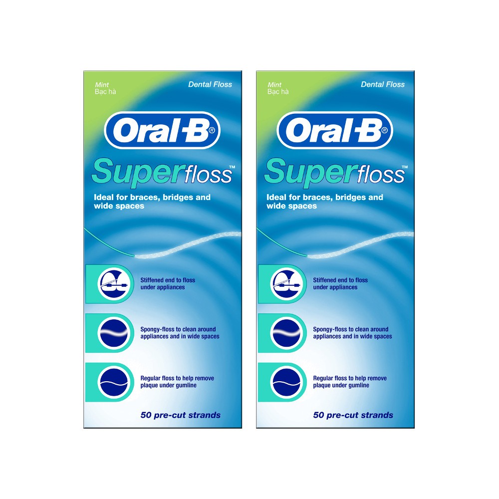 Oral B Super Floss 50 CT Strands Mint 30 M p&g ( แพ็คคู่ )