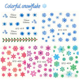 สติกเกอร์ติดเล็บ สติกเกอร์ตกแต่งเล็บ แทททูติดเล็บ แบบลอกลายน้ำ ลาย Snowflake