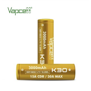 ของแท้ได้ถ่าน 2 ก้อน Vapcell K30 INR18650 3000mAh 3.7V แถมกล่องใส่ถ่าน