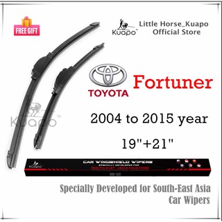 (Kuapo Quality) ชุดใบปัดน้ําฝน ซิลิโคน สําหรับ Toyota Fortuner 2004 ถึง 2015 model FORTY (แบบกล้วย 2 ชิ้น)