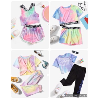 ชุดเซ็ท ชุดเสื้อ กางเกง ขาสั้น ขายาว สีมัดย้อม สีพาสเทลสุดฮิต น่ารัก สดใส