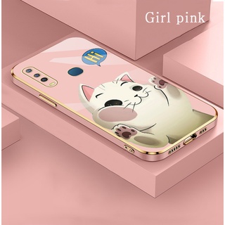 【Style117】ใหม่ เคส VIVO Y15 Y3 Y17 Y12 Y19 Y5S Phone Case New Cute cat Casing เคส สีดำ หนัง เคสโทรศัพท์ สีชมพู ขอบเหลี่ยม เคสนุ่ม น่ารัก แฟชั่น หรูหรา กันกระแทก