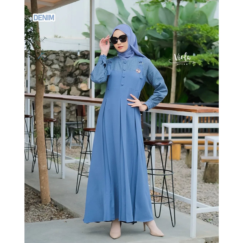 Gamis ชุดเดรส NAURA DRESS BY VIOLA HIJAB เข็มกลัด ของแท้ ฟรี ชุดเดรส