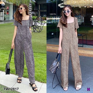 ❤️🌟ชุดเที่ยว Jumpsuit จั๊มสูทขายาวเนื้อผ้าสปันลายเสือ ด้วยเนื้อผ้าที่ไม่หนาใส่สบายแถมมีกระเป๋าสอง🌈