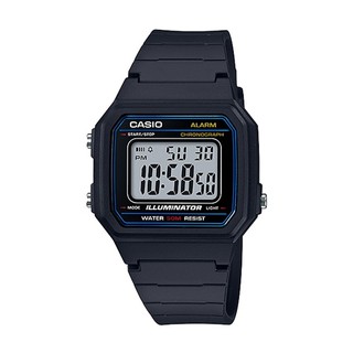 Casio Standard นาฬิกาข้อมือผู้ชาย สายเรซิ่น รุ่น W-217H-1AVDF (ขอบน้ำเงิน)