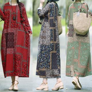 ชุดเดรสยาวสำหรับสตรีแขนยาวทรงหลวม Oversize