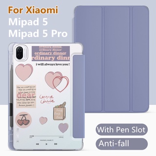 Xiaomi Mipad 5 เคสหนัง Pu แม่เหล็กสําหรับ Mi Pad 5 Pro 2021 พร้อมกล่องใส่ปากกา