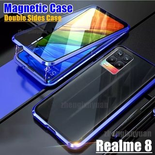 กระจกสองด้าน เคสประกบแม่เหล็ก Realme8 Realme 8 Por Realme 8pro เคสประกบแม่เหล็กเคสประกบ เคสแม่เหล็ก สองด้าน Double Sided Tempered Glass Mobile Covers Protective