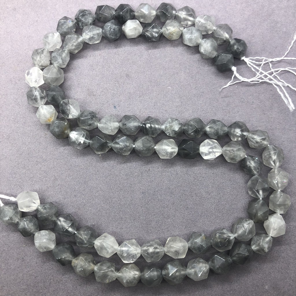 Grey Quartz Crystal Beads สีเทาควอตซ์คริสตัลลูกปัด 6-12 รูปที่ 5