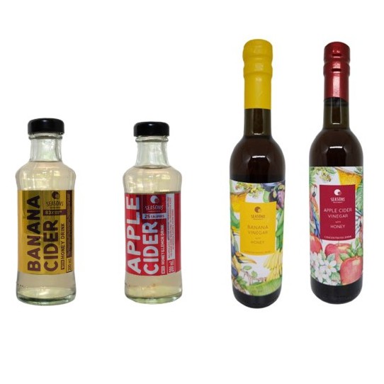 Set Banana Vinegar RTD / Apple Cider Vinegar RTD / Banana Vinegar with Honey Blended / Apple Cider V
