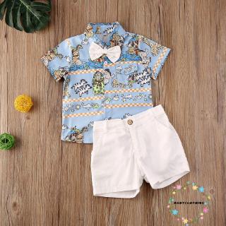 ღWSVღBaby Boys Summer Outfits Set Button-Down Short Sleeve Shirt Blouse Tops + Shorts Pants Playwear