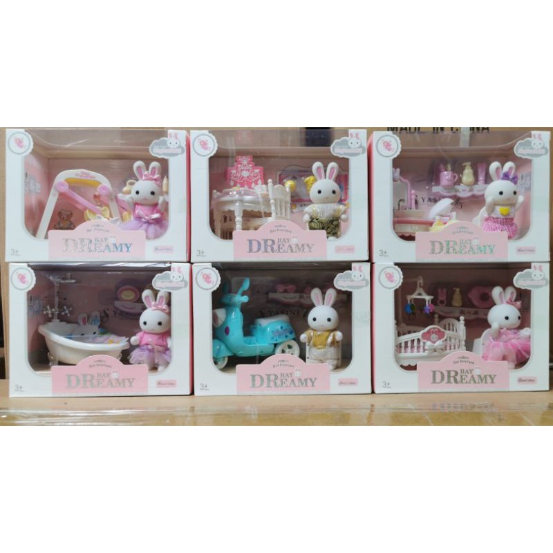 ตุ๊กตา​กระต่าย​ ห้องพักผ่อนต่าง​ มี8แบบให้เลือกค่ะ sylvanian family 6621