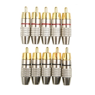 อะแดปเตอร์เชื่อมต่อ RCA ตัวผู้ สีทอง 10 ชิ้น สําหรับตัวแปลงสายเคเบิลกล้องวงจรปิด CCTV IP