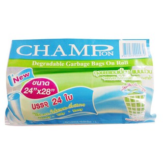 ถุงขยะ 24x28นิ้ว คละสี (แพ็ค24ใบ) CHAMPION Garbage bag 24x28 inches, assorted colors (pack of 24) CHAMPION