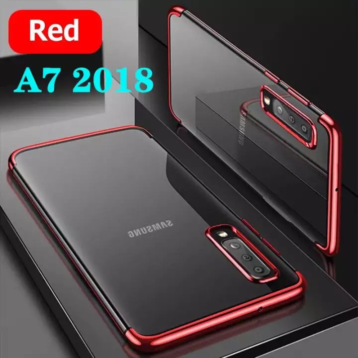 [ส่งจากไทย] Case Samsung galaxy A7 2018 เคสซัมซุงเอ7 2018 TPU เคสใสขอบสี สินค้ามาใหม่ สีดำ สีแดง สีนำเงิน