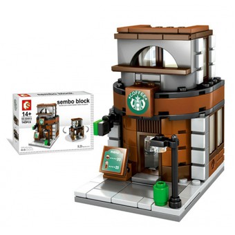 ตัวต่อ SEMBO BLOCK (143 ชิ้น) : ร้านค้า Starbucks สตาร์บัคส์ ของเล่น ของสะสม สร้างเมืองจิ๋ว เลโก้ Lego #6013