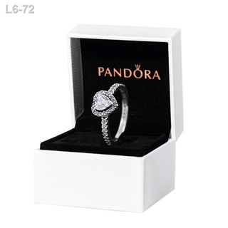 【สินค้าพร้อมส่ง】■■Pandora แหวนเงิน 925 ประดับคริสตัล รูปหัวใจ พร้อมกล่อง สําหรับเจ้าสาว