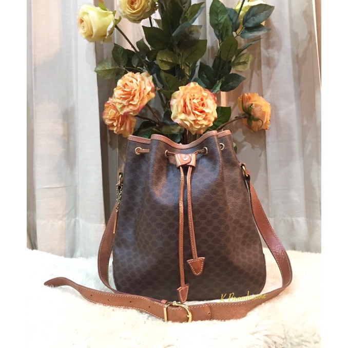 Celine Vintage Macadam Bucket Shoulder Bag Authentic 💯%