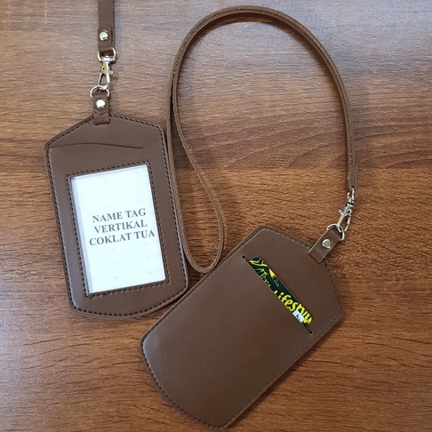 ป้ายชื่อ ID Card Holder Leather Lanyard คุณภาพหนัง PU Lanyard NameTag SS35