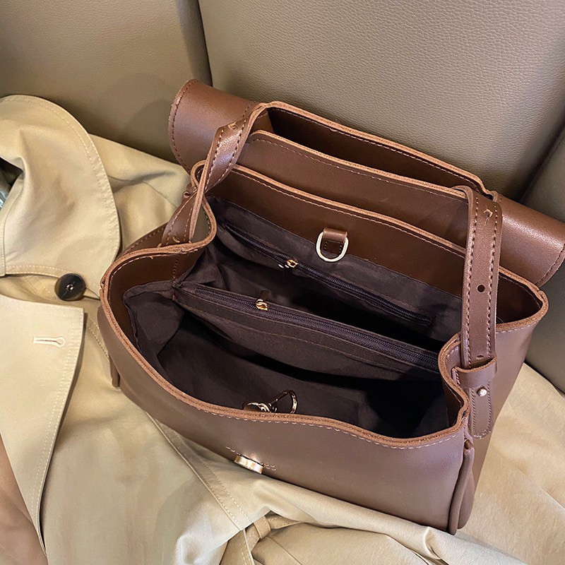 [ใช้2โค้ดส่งฟรี+ลดเพิ่ม]กระเป๋าสะพายข้างเกาหลี Saddle *มีช่องซิปกลางกระเป๋า 3 สี F065
