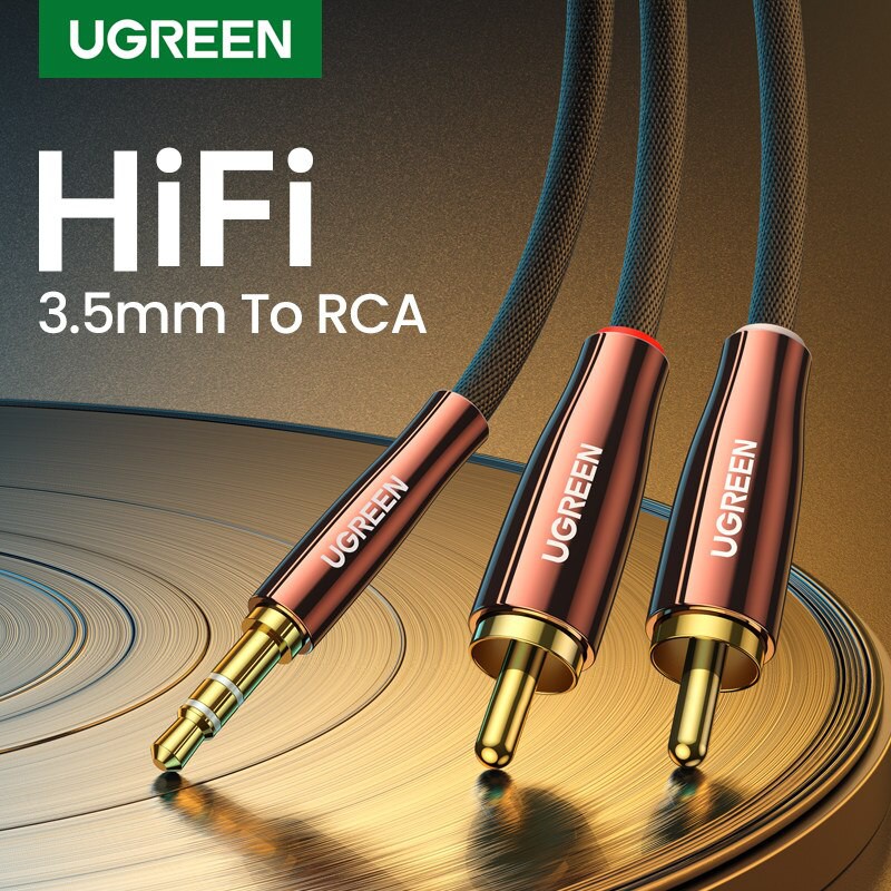 UGreen Audio Cable 3.5mm to RCA สายสัญญาณ Stereo 3.5 to rca Braided Cable สายถัก